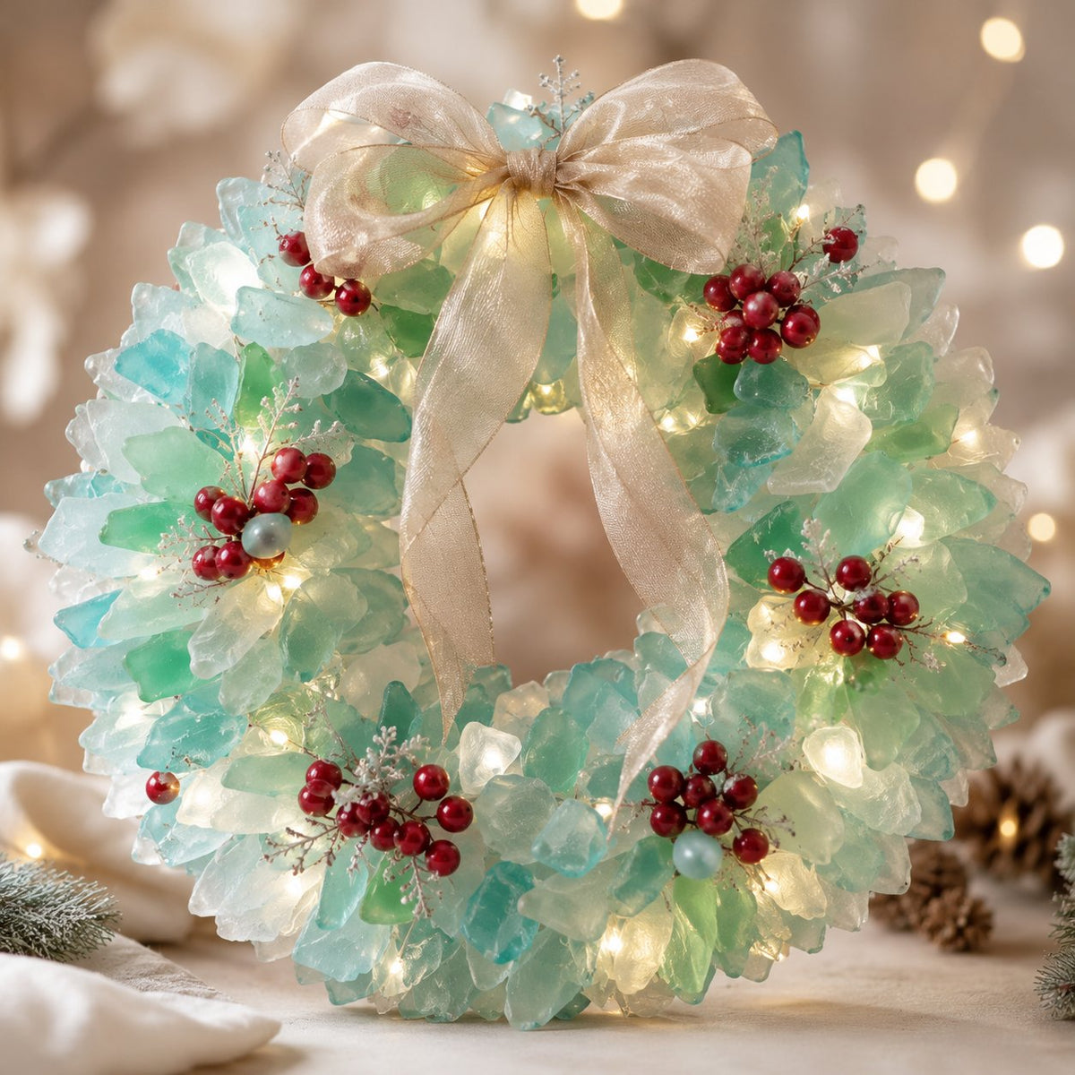 🔥66% OFF – DIY Lighted Sea Glass Christmas Decor Kit – Beginner-Friendly Holiday Craft