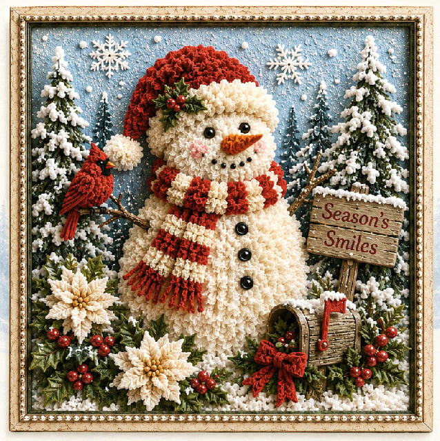 🔥Christmas Discount 59% Off🎅 3D Christmas Fabric Poke‐Art Craft Kit | Framed Shelf‐Ready Festive Decor