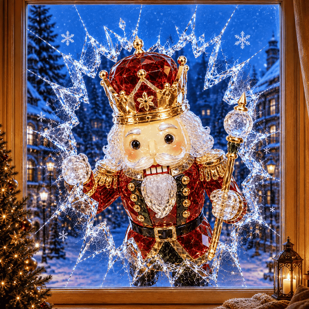 🔥 Only £6.99 | Save 63% – 3D Crystal Christmas Window Decal 🎄 Shattered-Glass Holiday Decoration