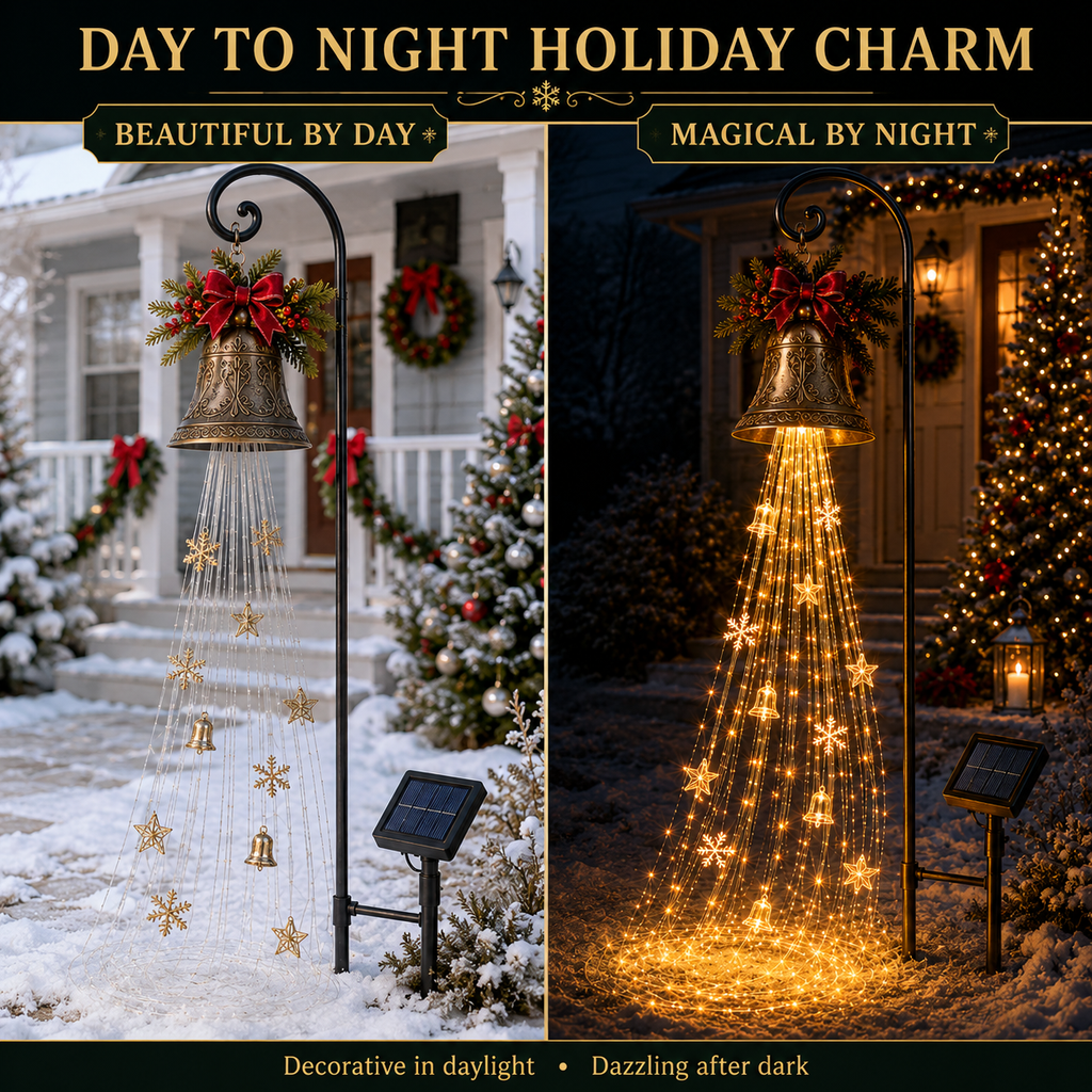 🎁Hot Sale 40% OFF🎄 Christmas Bell Cascade Solar Yard Light🔔