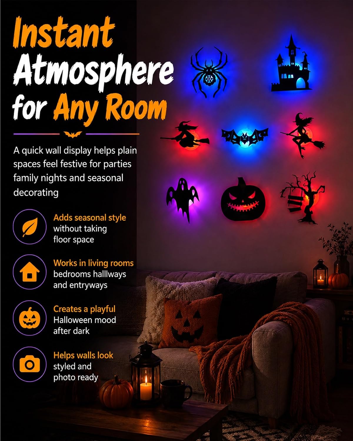 🎃 Halloween Spooky 3D LED Wall Decorations