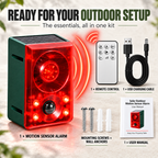 Solar Outdoor Motion Sensor Alarm - Dog Barking & Gunshot Sound, Support Recording and Volume Adjustment, 130dB Noise with Flashing Light to Deter Raccoon, Deer, Skunk, Bear, Coyote