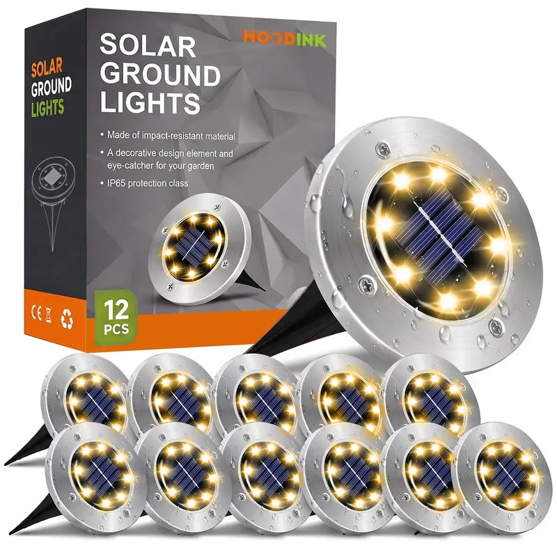 Yunsune Solar Ground Lights Outdoor – Waterproof Solar Garden Lights for Pathway, Lawn, Yard & Driveway, Cold White
