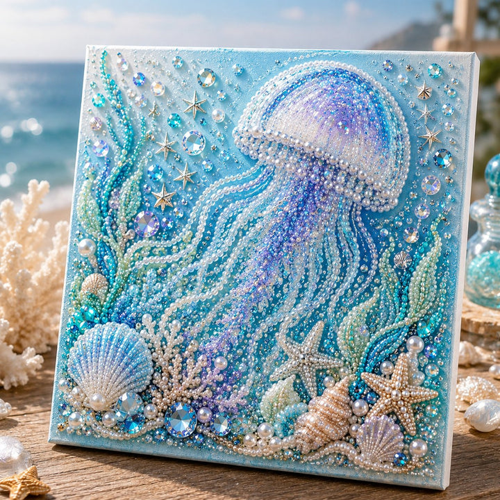 🌊Ocean Theme Pearl Art DIY Kit | 3D Sparkling Coastal Wall Decor 🐚✨