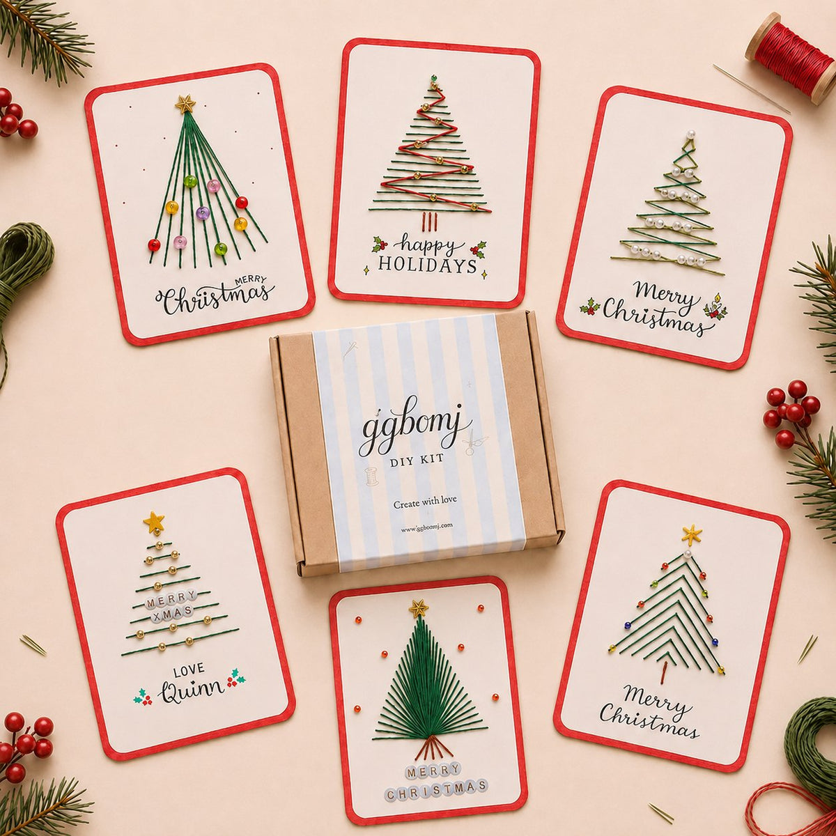 🎄ONLY £9.99– 6 Festive Designs ✨| Christmas Thread Art Card Kit – Create Beautiful Handmade Holiday Cards ✨
