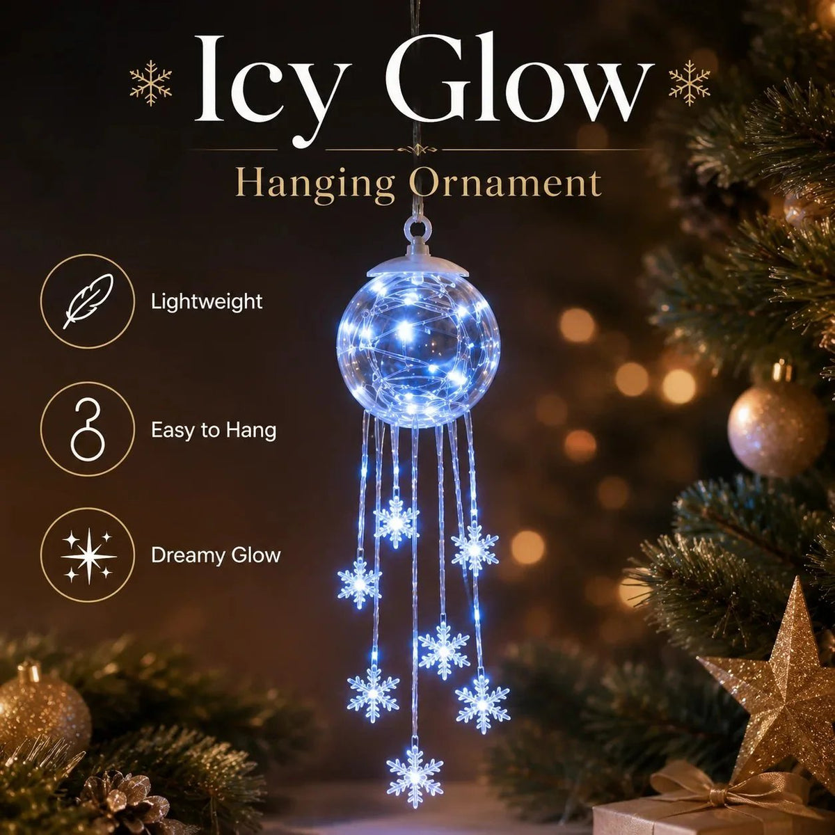 ❄️ Glowing Snowflake Cascade – Magical LED Christmas Hanging Decor