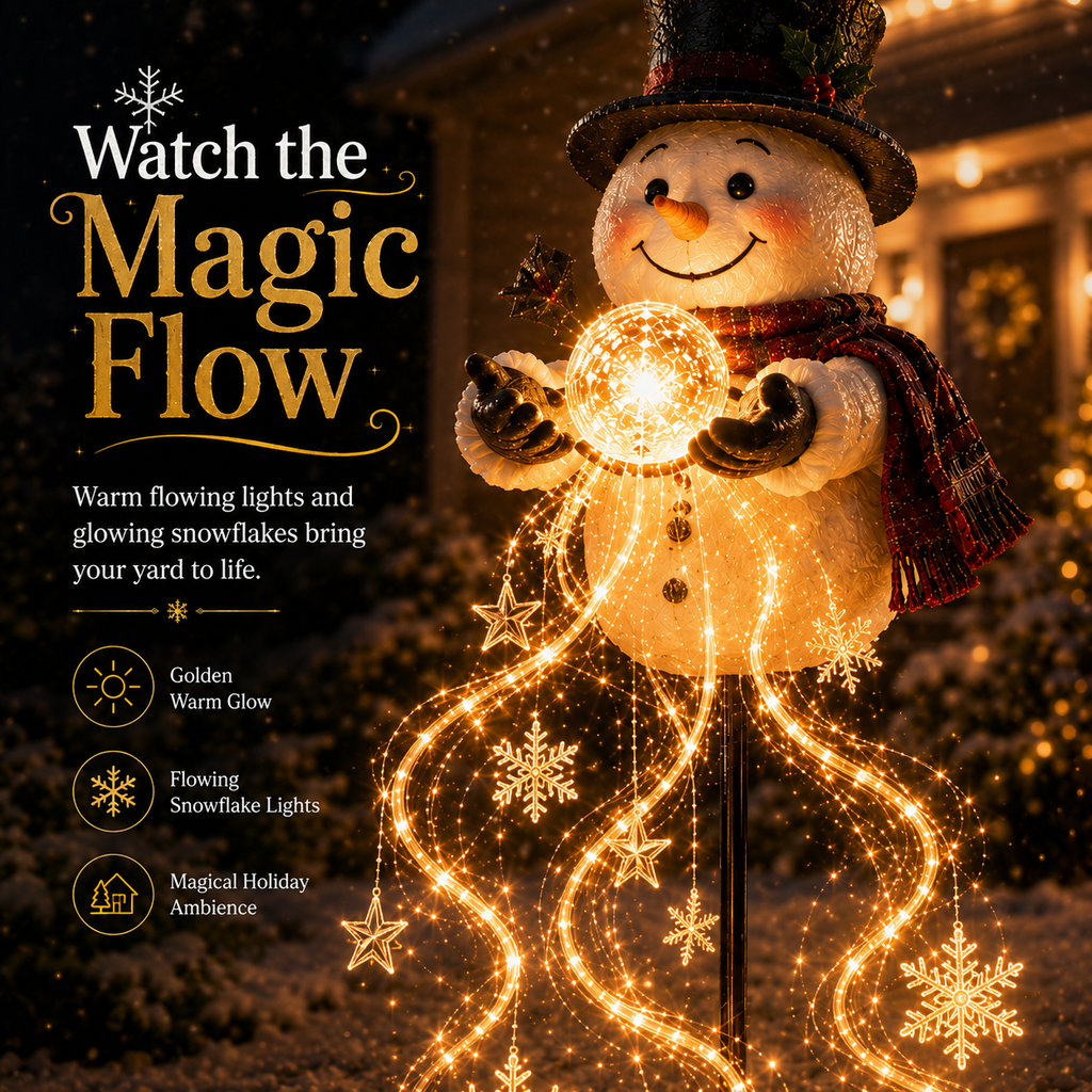 ⛄Snowman Magic Fountain™-Flowing Snowflake LED Christmas Garden Light❄️