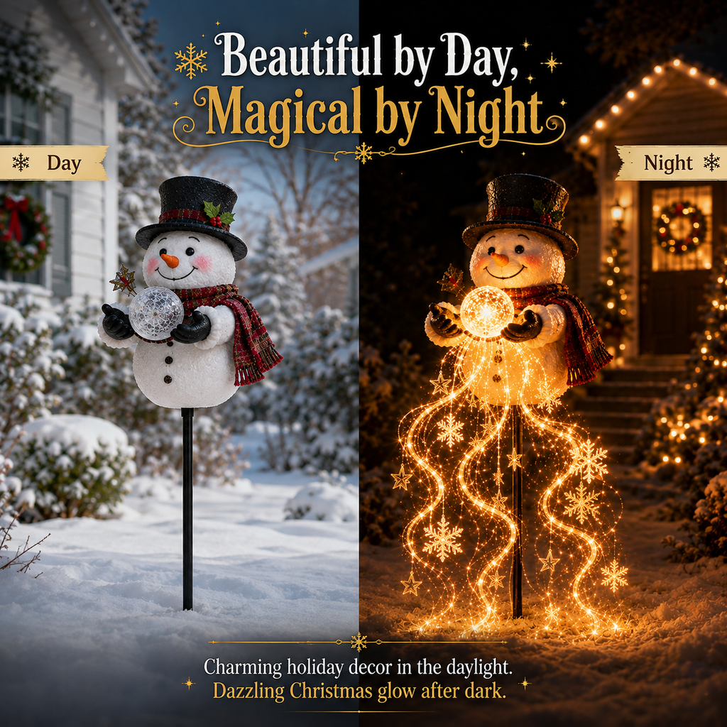 ⛄Snowman Magic Fountain™-Flowing Snowflake LED Christmas Garden Light❄️