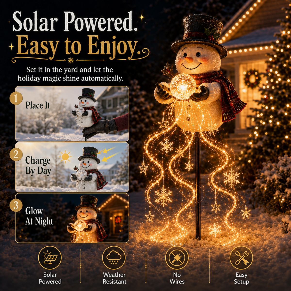 ⛄Snowman Magic Fountain™-Flowing Snowflake LED Christmas Garden Light❄️